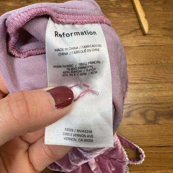 Reformation Pia Velvet Dress in Sugar Plum Pink - Picture 11 of 12